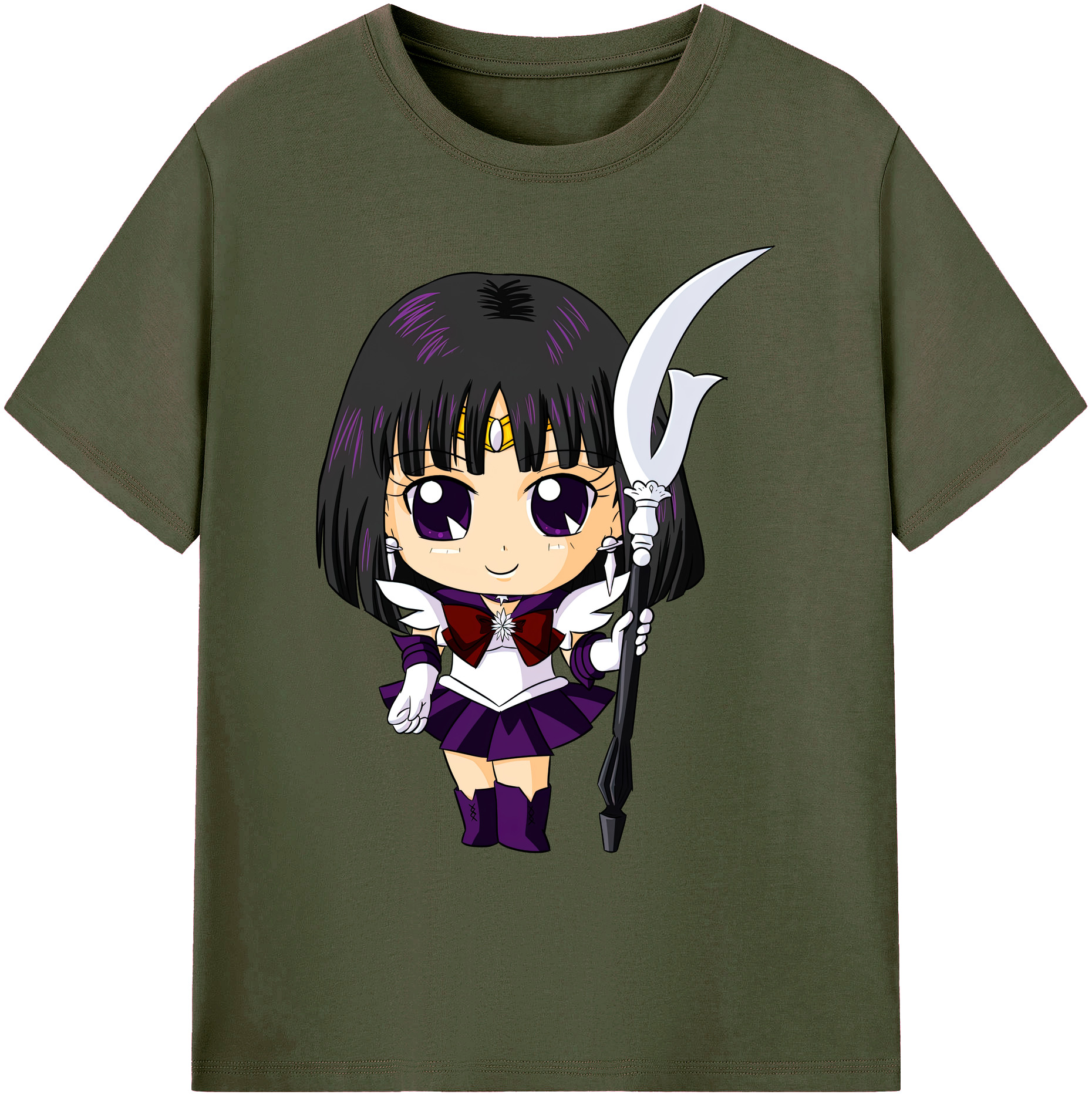 （画像用） 美少女戦士セーラームーン 土萠ほたる Sailor Moon Tomoe Hotaru （セーラーサターン；Sailor Saturn） 綿100％ メンズ半袖Tシャツ｜肌触りやわらか＆通気性